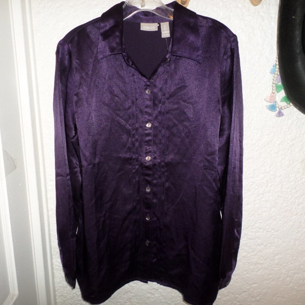 Chico's Textured Pleats Rigley Top Chico's 1 S/M